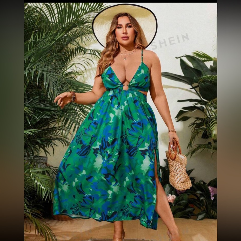 (Fits like XL) Vacation maxi backless dress